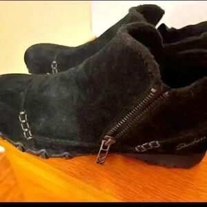 Skechers Black Suede Ankle Boots